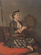 Jean-Etienne Liotard Turkish Woman with a Tambourine (mk08) oil painting picture wholesale